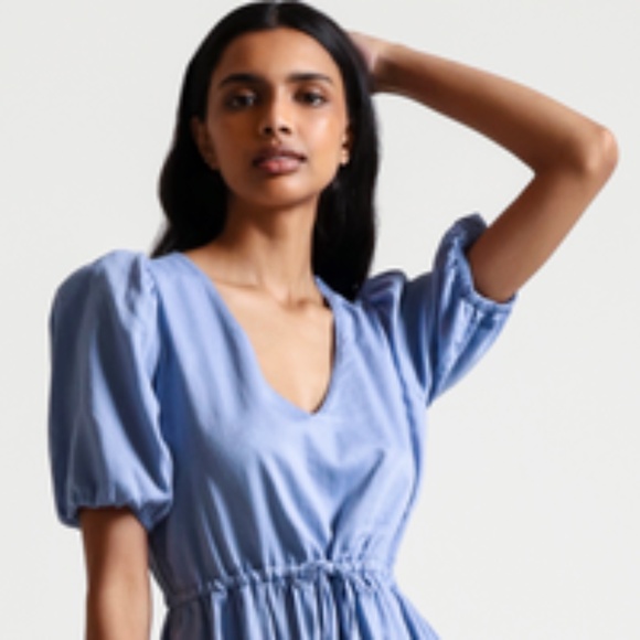 SKIN Worldwide Raina Fairytale Fit & Flare Dress Blue Pearl Cotton & Silk Size S - Picture 2 of 16